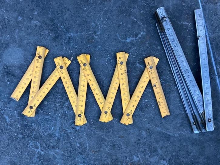 VINTAGE DUIMSTOK PLOOIMETER VOUWMETER 1 METER LE CYGNE, Doe-het-zelf en Bouw, Meetapparatuur, Nieuw, Afstand, Ophalen of Verzenden