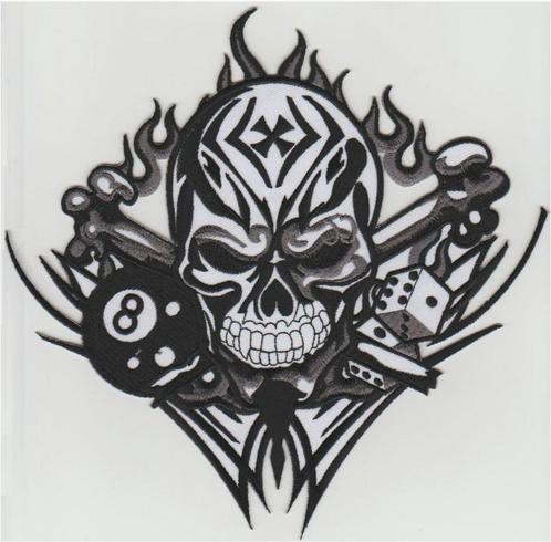Skull 8 Ball Dice stoffen opstrijk patch embleem #28, Motos, Accessoires | Autre, Neuf, Envoi