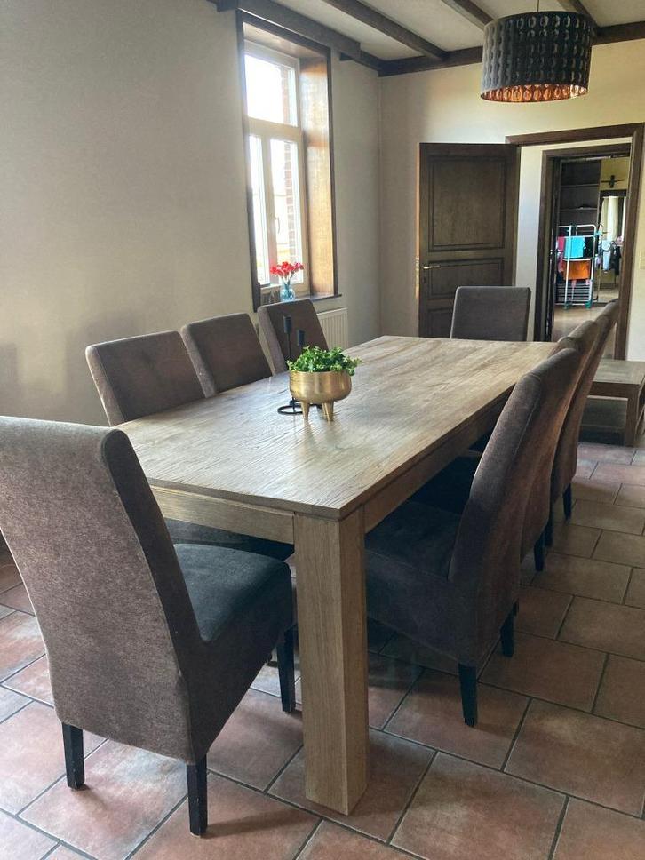 Eettafel met stoelen + salontafel, Huis en Inrichting, Tafels | Eettafels, Gebruikt, 100 tot 150 cm, 200 cm of meer, Vijf personen of meer