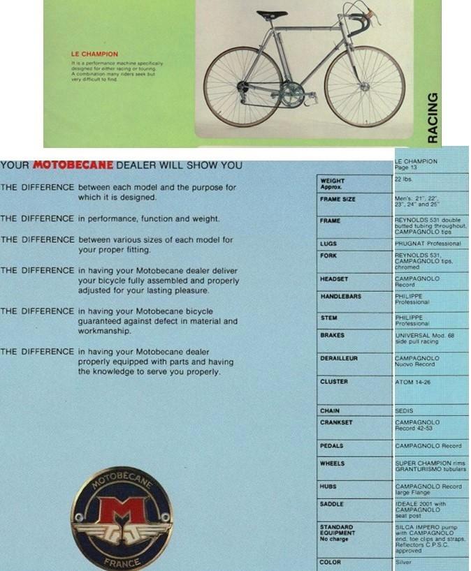 MOTOBECANE "LE CHAMPION" 1976, Fietsen en Brommers, Fietsen | Heren | Herenfietsen, Gebruikt, Overige merken, 53 tot 57 cm, Ophalen of Verzenden