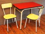 Rode Formica Tafel Met 2 Rode Of Gele Formica Stoelen / 60's, Ophalen