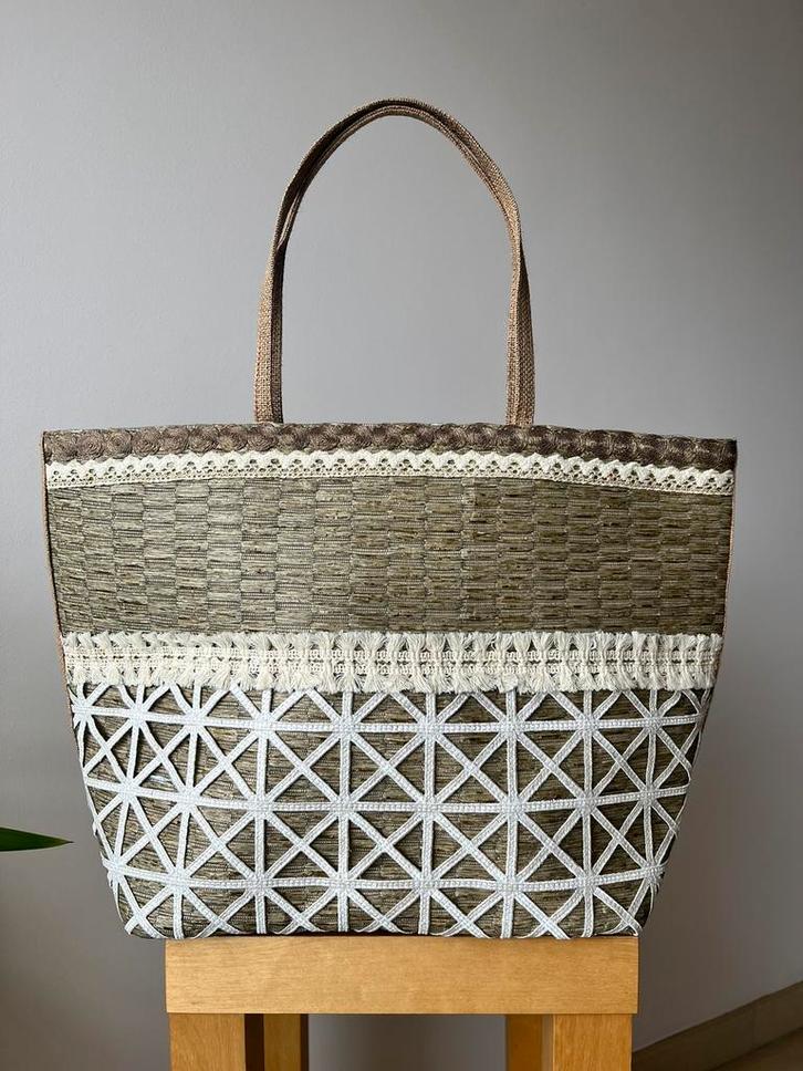 Handmade Straw Shopping Bag,  L47 x H31 x W16 cm, Handtassen en Accessoires, Tassen | Damestassen, Nieuw, Shopper, Ophalen of Verzenden