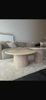 Set van 2 salontafels met travertin/marmeren blad, Huis en Inrichting, Ophalen, Zo goed als nieuw