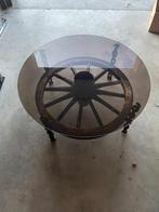 Ronde salon tafel karrewiel, Huis en Inrichting, Tafels | Salontafels, Ophalen, Gebruikt, 50 tot 100 cm, 50 tot 75 cm