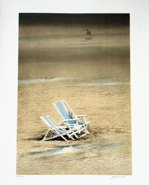 Litho Jef VAN GRIEKEN - Strandstoelen - 63x52cm - SIG, Antiek en Kunst, Kunst | Litho's en Zeefdrukken, Ophalen of Verzenden