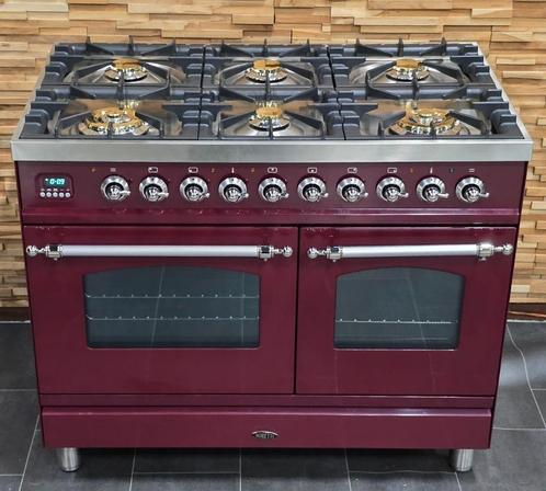 🔥Luxe Fornuis Boretti 100 cm bordeaux rood + rvs GASOVEN, Elektronische apparatuur, Fornuizen, Zo goed als nieuw, Vrijstaand