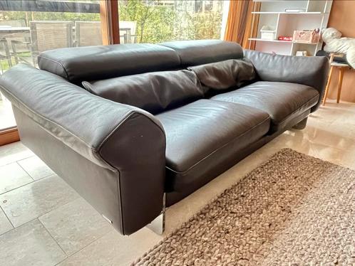 Prachtige lederen Roche Bobois 2,5-zit donkerbruin, Maison & Meubles, Canapés | Sofas & Chaises Longues, Utilisé, Enlèvement