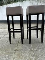 2 barkrukken met taupe zitvlak, 2 krukken, Ophalen