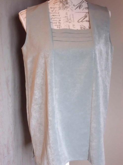 topje + bijpassend vestje korte mouw / 40, Kleding | Dames, Topjes, Zo goed als nieuw, Maat 38/40 (M), Grijs, Korte mouw, Ophalen of Verzenden