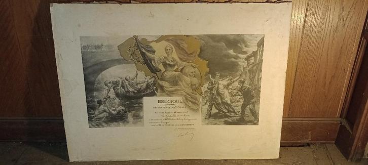 Diploma Burgermedaille 1e Klasse 1905-73x53, n504, Verzamelen, Militaria | Algemeen, Overige soorten, Foto of Poster, Ophalen