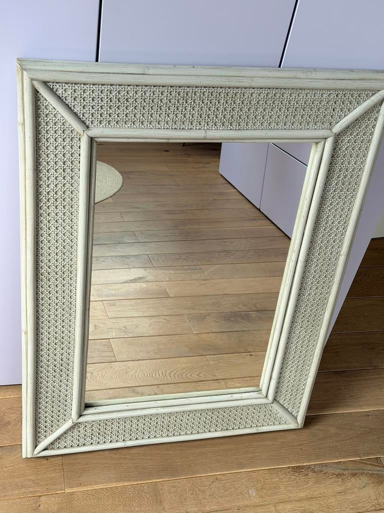 Miroir en rotin, Antiquités & Art, Antiquités | Miroirs, Enlèvement ou Envoi, Rectangulaire, 50 à 100 cm, 100 à 150 cm