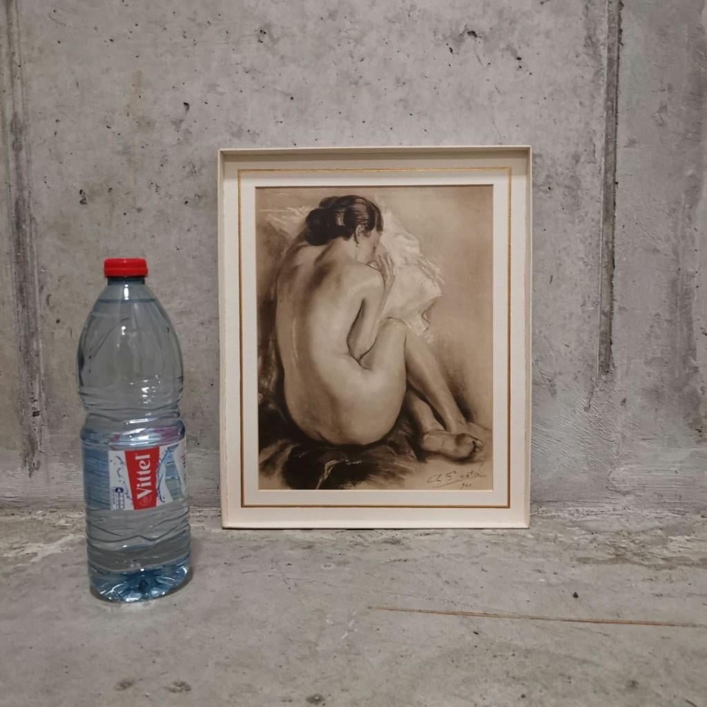 Assis nu (1941) - Albert Genta, Antiquités & Art, Enlèvement, Vie quotidienne, Autres techniques, 1950 - 1999