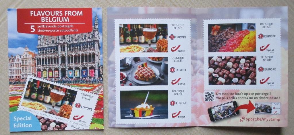 1 boekje flavours from belgium 5 x nummer 1 europa, Europa, Frankeerzegel, Ophalen of Verzenden, Zonder stempel