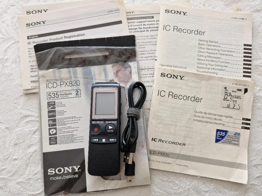 Dictaphone digital SONY ICD-PX820  2GB of internal memory, TV, Hi-fi & Vidéo, Enregistreurs audio, Magnétophone, Enlèvement