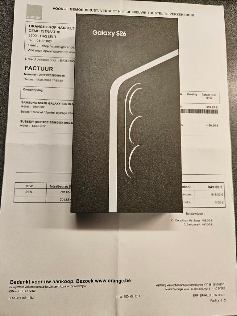 Nieuwe Samsung S26 256g, Telecommunicatie, Ophalen