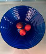 Mooie blauwe sier- fruitschaal in glas, Gebruikt, Schaal, Rond, Ophalen of Verzenden
