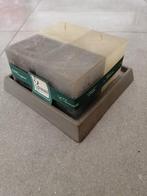 Grijze Kubus Kaarsen Set op Aardewerk Houder - Spaas, Overige materialen, Grijs, Nieuw, Ophalen of Verzenden