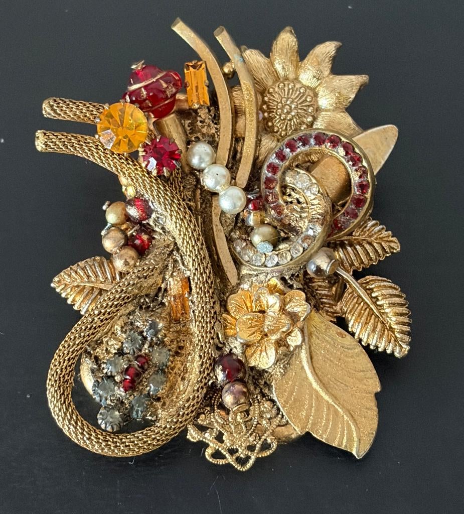 Ancienne Broche 1950, Bijoux, Sacs & Beauté, Bijoux anciens, Enlèvement ou Envoi, Autres matériaux, Broche