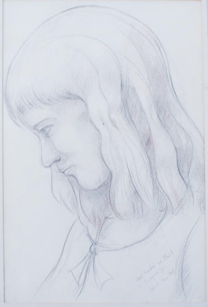 Joris Van Ael (1949): Meisjesportret 1976 (30 x 38 cm), Antiek en Kunst, Ophalen of Verzenden