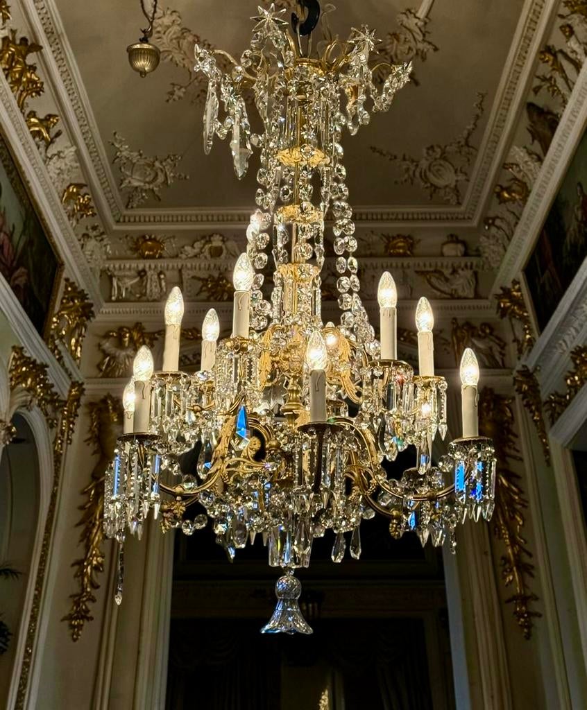 Grand lustre en cristal monumental antique, Enlèvement, Comme neuf, Verre, Antiek design napoleon regency style