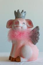 Tirelire avec couronne à paillettes et ailes, Collections, Enlèvement ou Envoi, Comme neuf, Pierre, Poterie ou Céramique, Animal