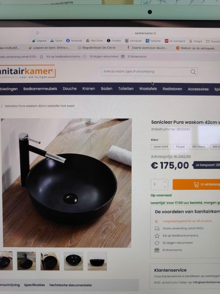 Lavabo met kraan Mat Zwart nieuw, Bricolage & Construction, Sanitaire, Enlèvement, Neuf, Lavabo