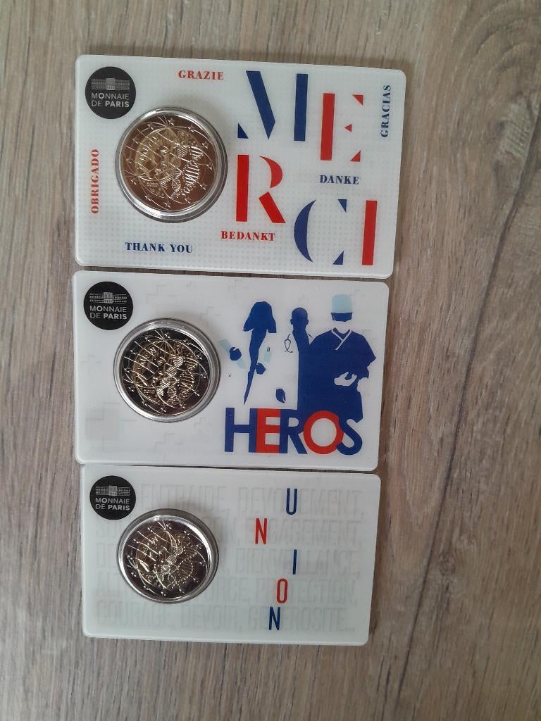 2 euro Frankrijk 2020 Medisch onderzoek set van 3, Postzegels en Munten, Munten | Europa | Euromunten, Ophalen of Verzenden, Frankrijk