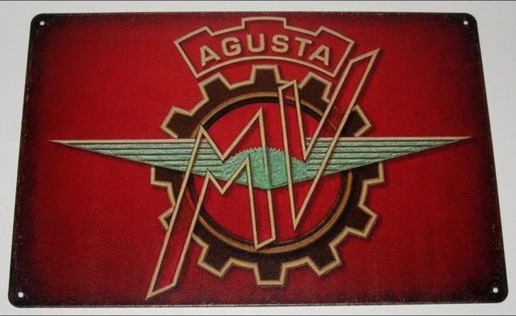 AGUSTA : Metalen Bord Classic Motor Agusta Logo, Verzamelen, Automerken, Motoren en Formule 1, Nieuw, Motoren, Verzenden