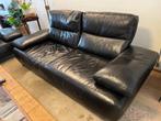 2 magnifiques sièges en cuir noir de qualité supérieure, Maison & Meubles, 100 à 125 cm, Klasse Italiaans design, Banc droit, Comme neuf