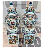 1950-1960 Antiek Delft Delfblauw keramiek Dekselvazen potten, Antiek en Kunst, Ophalen of Verzenden