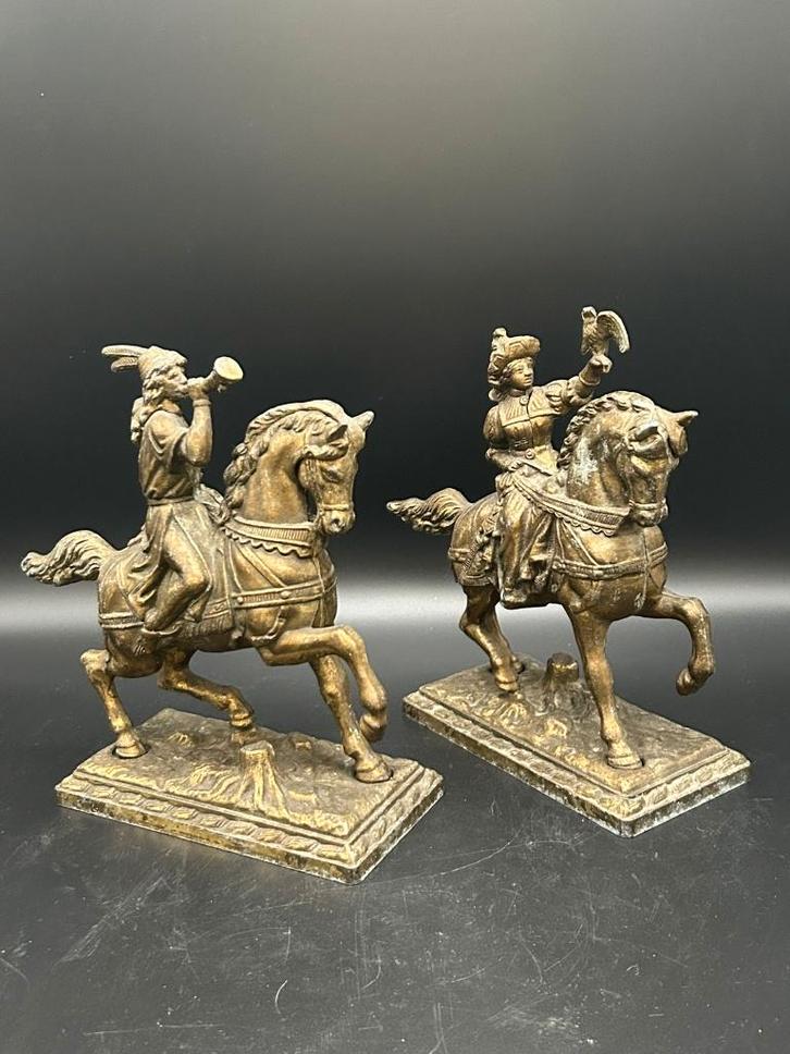 Fraaie antieke (schouw) beelden, set van 2 - koper / messing, Antiek en Kunst, Antiek | Brons en Koper, Koper, Ophalen of Verzenden