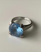 Bague en argent 925 avec diamants bleus, Enlèvement ou Envoi, 18 à 19, Comme neuf, Femme