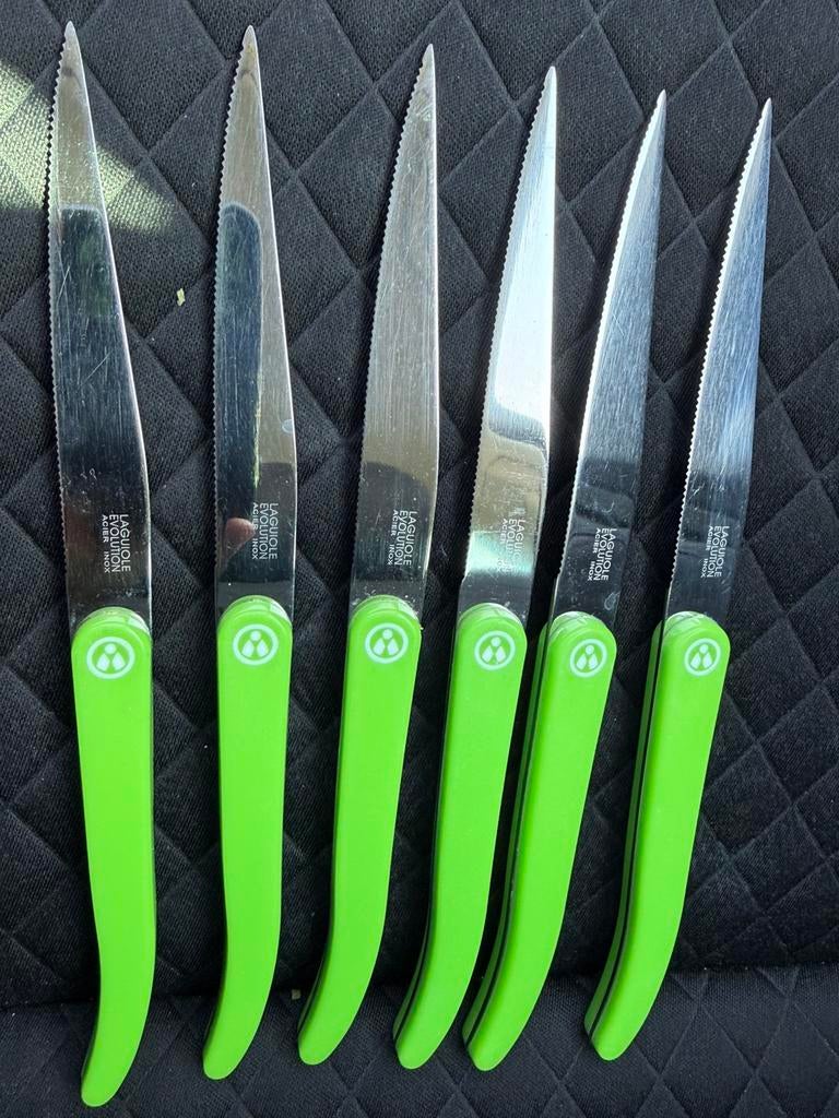 6 Laguiole steakmessen, Huis en Inrichting, Keuken | Bestek, Ophalen of Verzenden, Zo goed als nieuw, Inox of Chroom, Vaatwasserbestendig