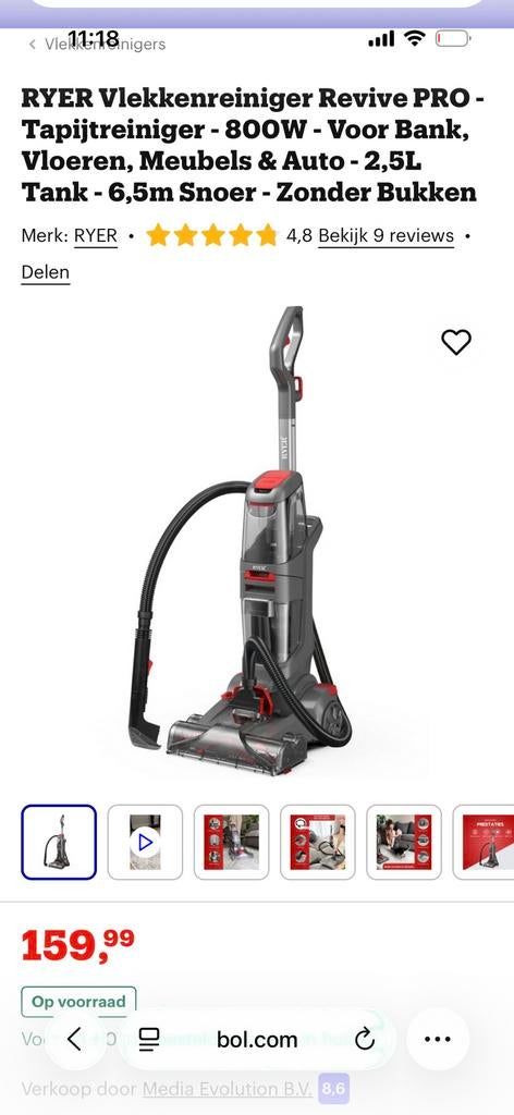 Tapijt reiniger, Elektronische apparatuur, Stofzuigers, Ophalen, Zo goed als nieuw