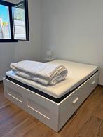 Cadre de lit + sommier BRIMNES Ikea, Comme neuf, Enlèvement, 200 cm, Blanc