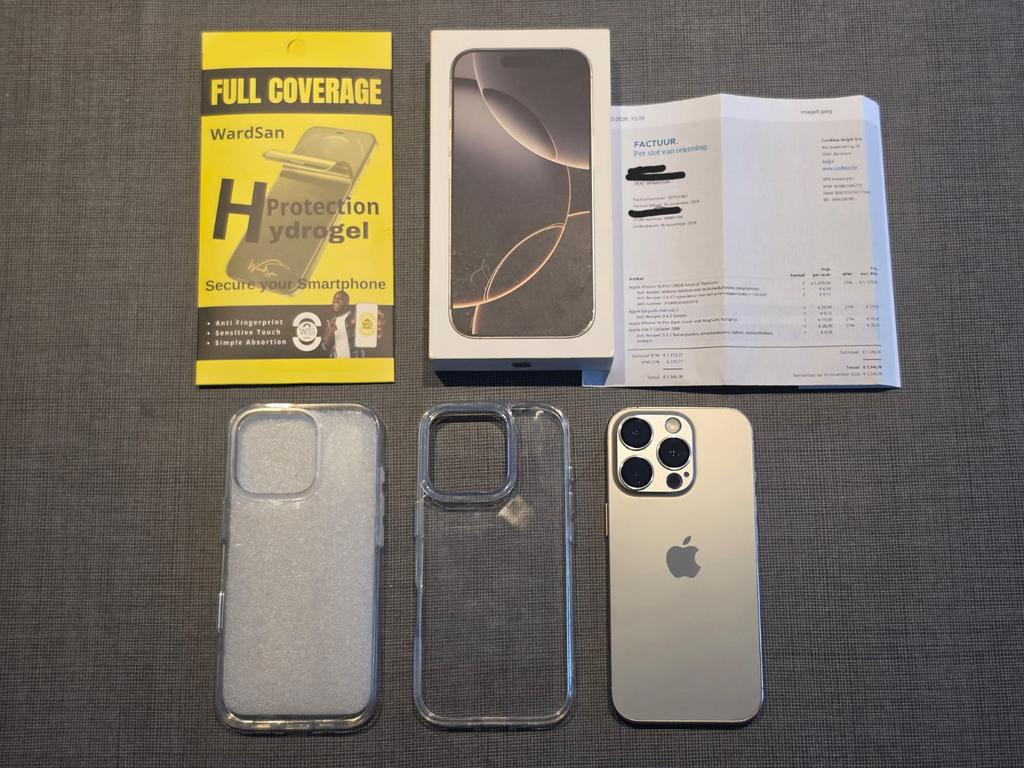Iphone 16 pro 128GB - Nat.Titanium - Inc.extra’s en factuur, Ophalen, Zo goed als nieuw, Overige modellen