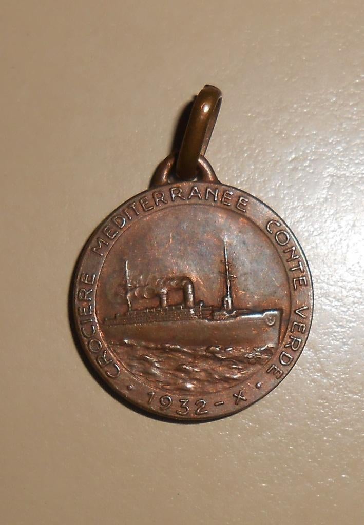 Pendentif - Crociere Mediterranee Conte VerdeX 1932 Vintage, Collections, Marine, Enlèvement ou Envoi, Utilisé, Autres types