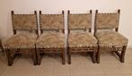 Quatre chaises en chêne massif, Maison & Meubles, Brun, Enlèvement, Utilisé, Tissus