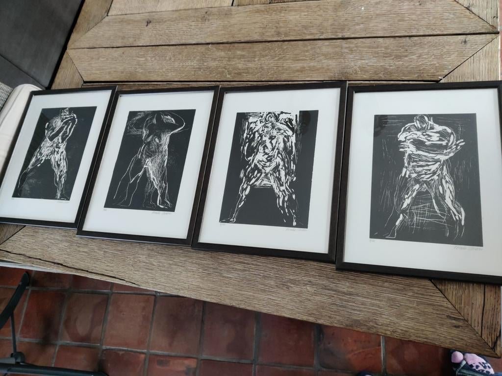 Corps humain 4 lithographies de Frieda Maes, Enlèvement ou Envoi