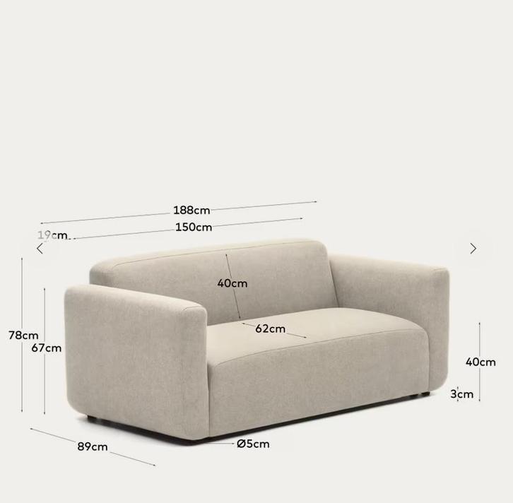 Bankstel Kave Home NEOM, Maison & Meubles, Canapés | Salons, Banc droit, Trois personnes, Tissus, Enlèvement