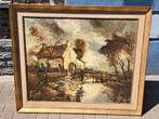huile sur toile moulin a eau  signe emile lammers, Antiek en Kunst, Kunst | Schilderijen | Klassiek, Ophalen