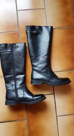Bottes noires hautes cuir pointure 38, Hoge laarzen, Zwart, Ophalen of Verzenden, Gedragen