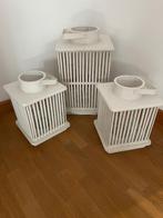 Lantaarn set windlichten, Huis en Inrichting, Woonaccessoires | Kandelaars en Kaarsen, Ophalen, 25 tot 50 cm, Wit, Zo goed als nieuw