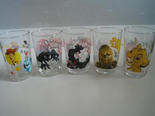 Glas met filmafbeelding  Toy Story - Spiderman - Star Wars.., Verzamelen, Glas en Drinkglazen, Gebruikt, Waterglas, Ophalen of Verzenden