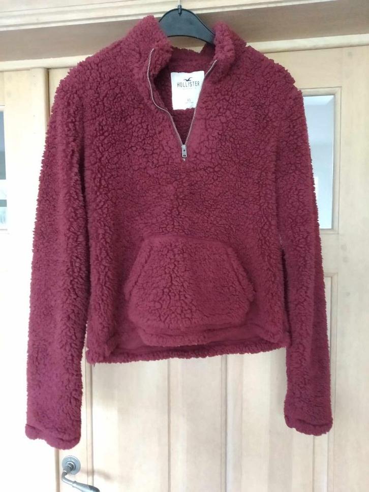 Hollister zachte bordeaux fleece maat XS, Kleding | Dames, Truien en Vesten, Gedragen, Maat 34 (XS) of kleiner, Overige kleuren