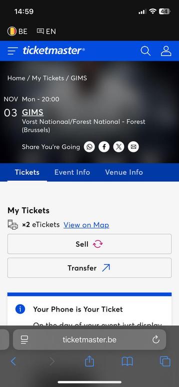 2 places concert Gims 3 novembre, Novembre