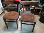 2 bruine, houten stoelen, Huis en Inrichting, Gebruikt, Ophalen