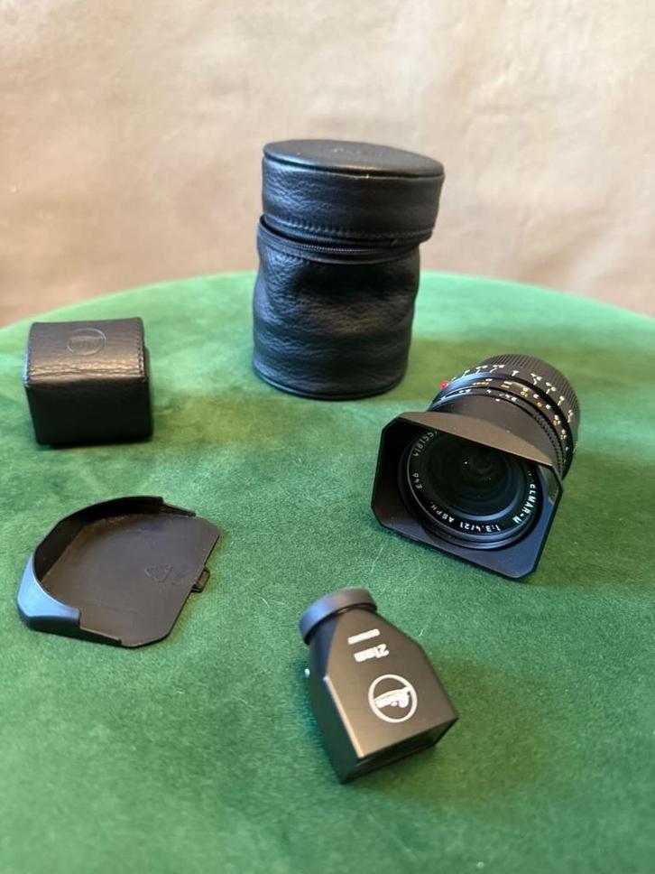 Leica M — Set Elmar-M 21mm f/3.4 ASPH + externe zoeker, Audio, Tv en Foto, Foto | Lenzen en Objectieven, Zo goed als nieuw, Groothoeklens