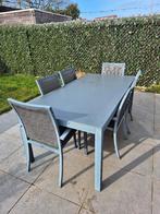 Tuinset tafel en 6 stoelen, Tuin en Terras, Ophalen, Gebruikt, 6 zitplaatsen, Aluminium