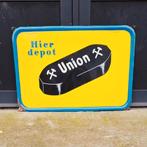 Emaille reclamebordbord van Union bruinkool briketten🔥, Ophalen of Verzenden, Gebruikt, Reclamebord